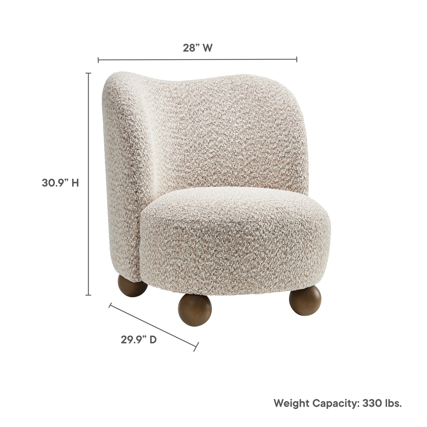 Monroe Boucle Fabric Accent Chair by Furniture For America