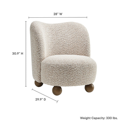 Monroe Boucle Fabric Accent Chair in Coral Walnut