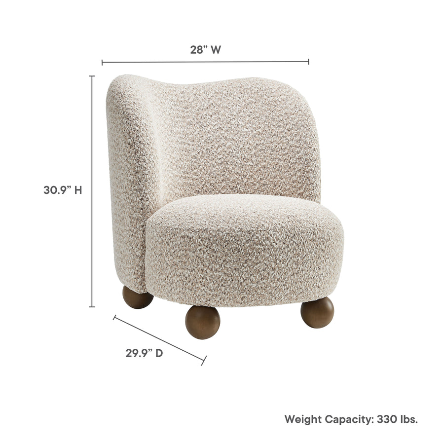 Quillan Boucle Fabric Accent Chair in Coral Walnut