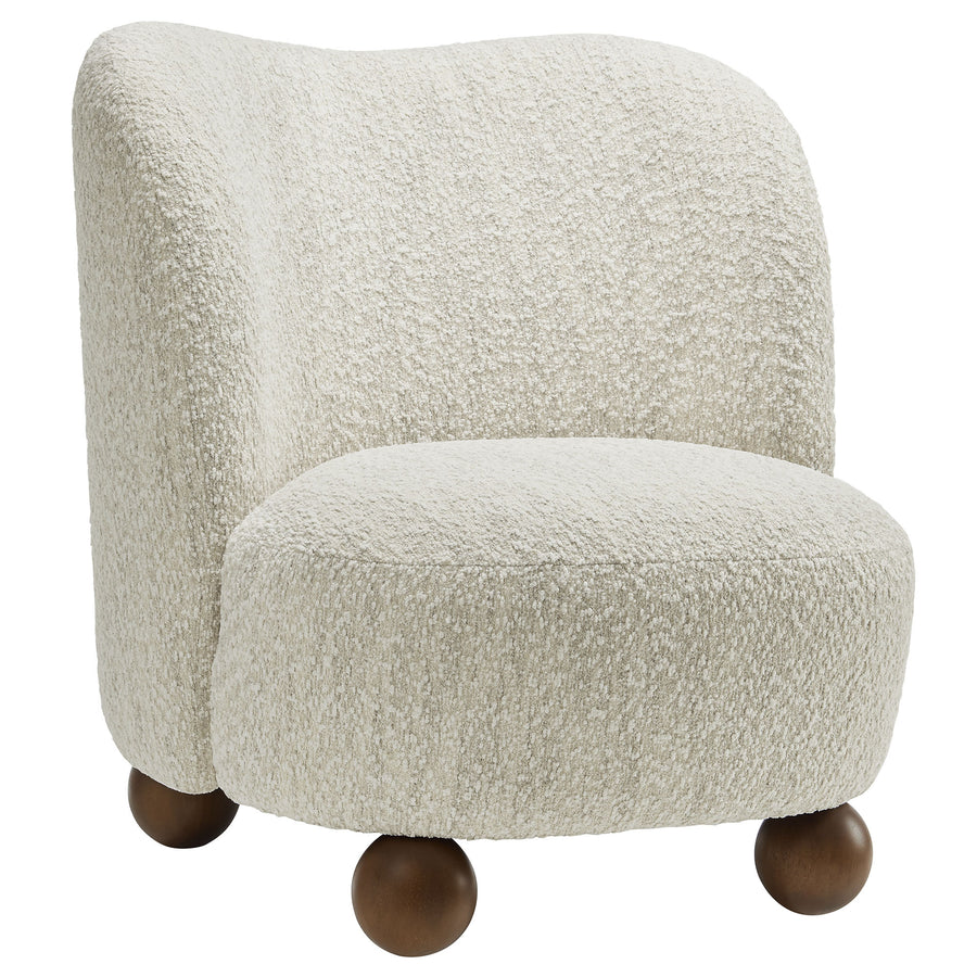 Quillan Boucle Fabric Accent Chair in Pearl Walnut