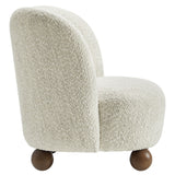 Quillan Boucle Fabric Accent Chair in Pearl Walnut