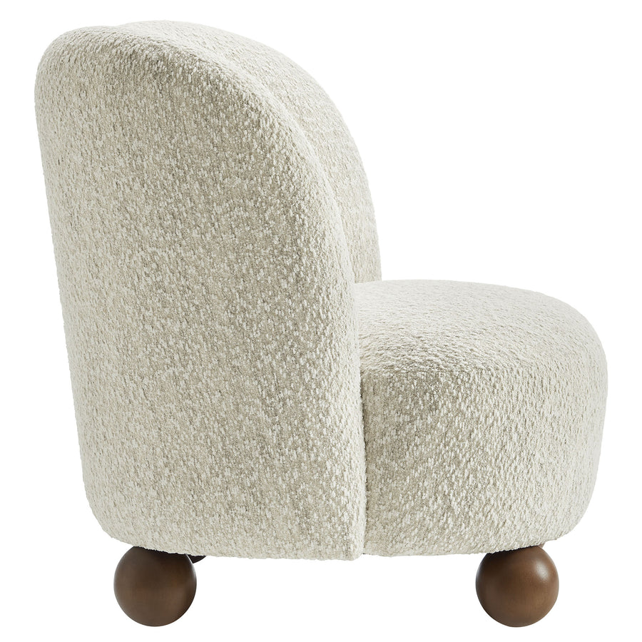 Quillan Boucle Fabric Accent Chair in Pearl Walnut