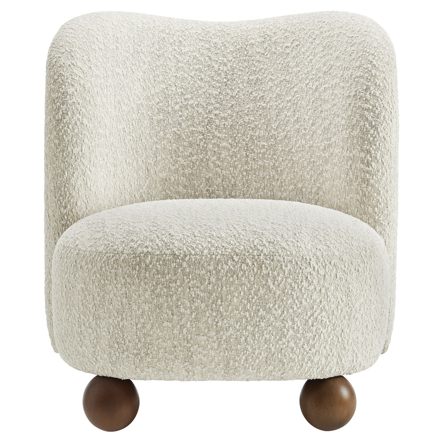 Quillan Boucle Fabric Accent Chair in Pearl Walnut
