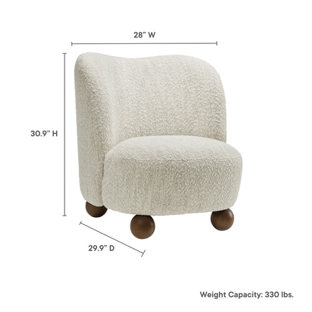 Monroe Boucle Fabric Accent Chair in Pearl Walnut
