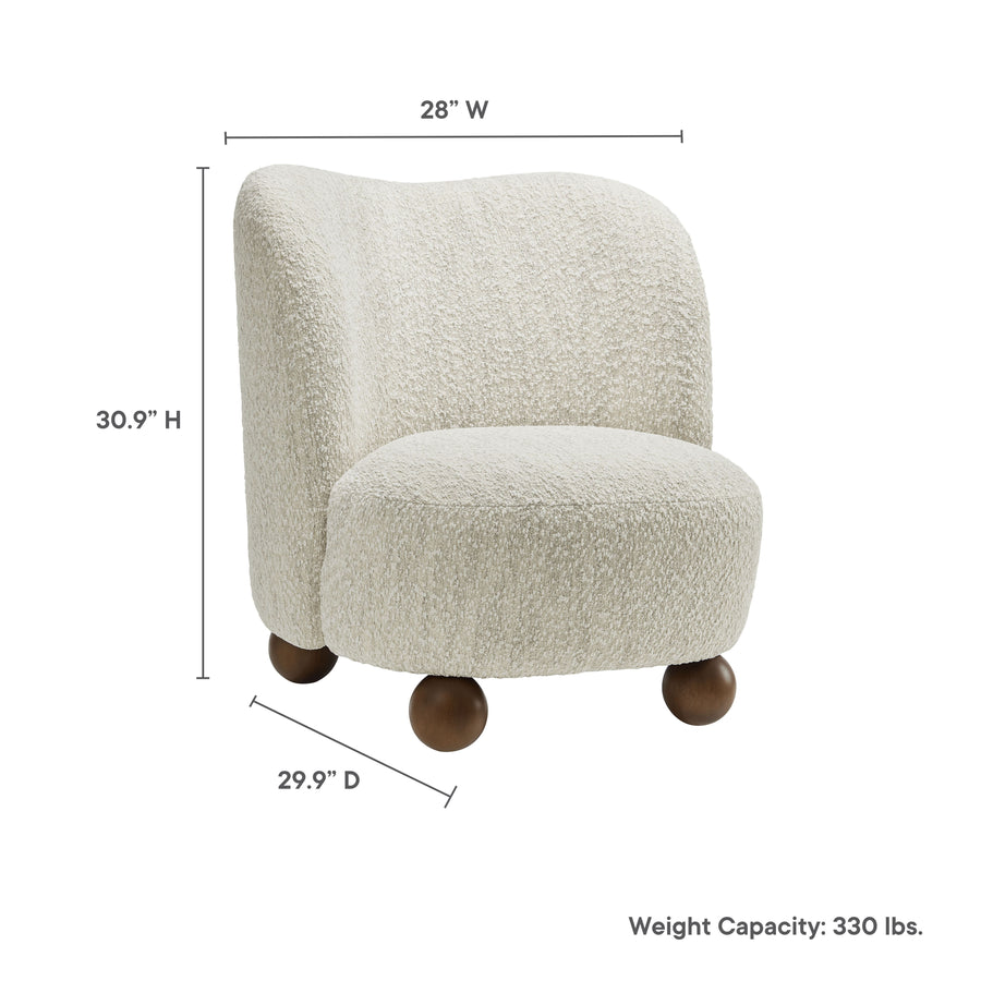 Quillan Boucle Fabric Accent Chair in Pearl Walnut
