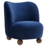 Quillan Performance Velvet Accent Chair in Midnight Blue Walnut