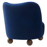 Quillan Performance Velvet Accent Chair in Midnight Blue Walnut