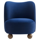 Quillan Performance Velvet Accent Chair in Midnight Blue Walnut