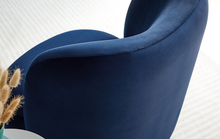 Quillan Performance Velvet Accent Chair in Midnight Blue Walnut