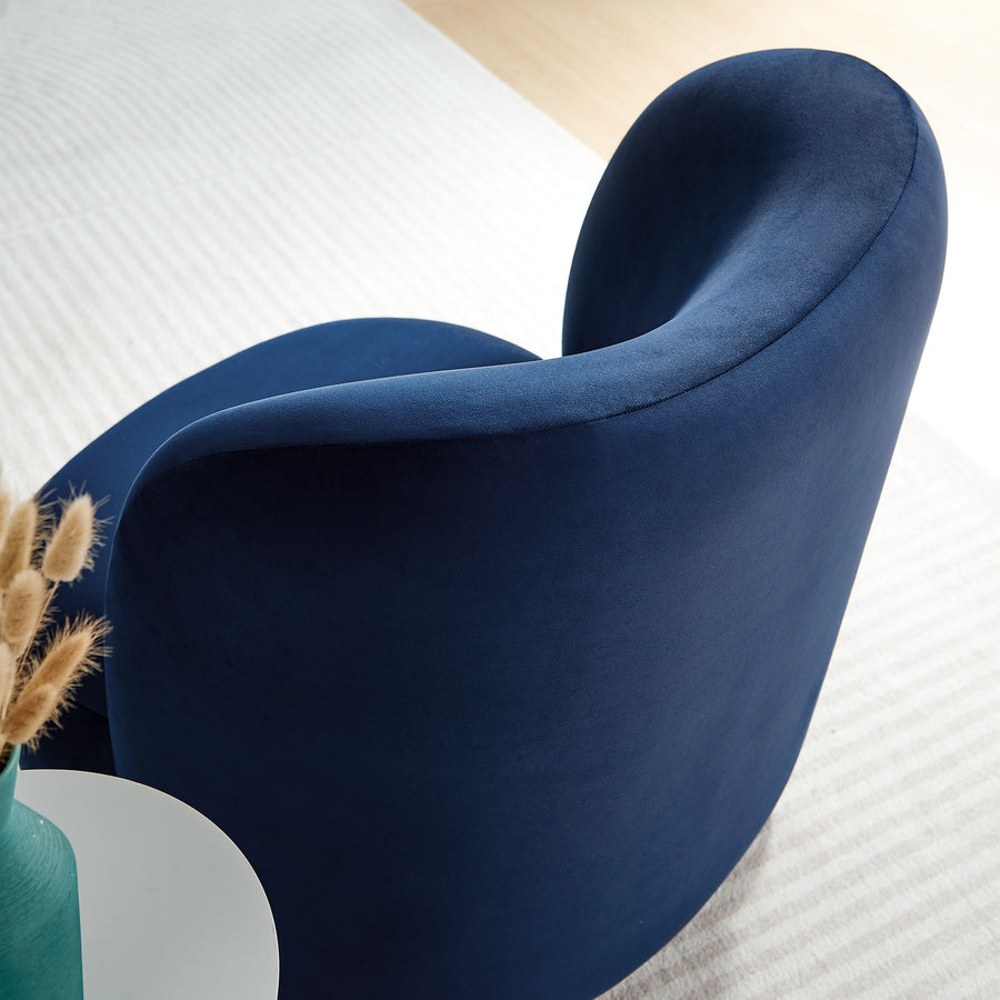 Quillan Performance Velvet Accent Chair in Midnight Blue Walnut