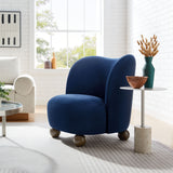 Quillan Performance Velvet Accent Chair in Midnight Blue Walnut