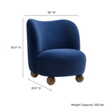 Quillan Performance Velvet Accent Chair in Midnight Blue Walnut