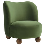 Quillan Performance Velvet Accent Chair in Moss Green Walnut