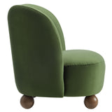 Quillan Performance Velvet Accent Chair in Moss Green Walnut