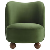 Quillan Performance Velvet Accent Chair in Moss Green Walnut
