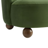 Quillan Performance Velvet Accent Chair in Moss Green Walnut