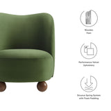 Quillan Performance Velvet Accent Chair in Moss Green Walnut