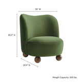 Quillan Performance Velvet Accent Chair in Moss Green Walnut