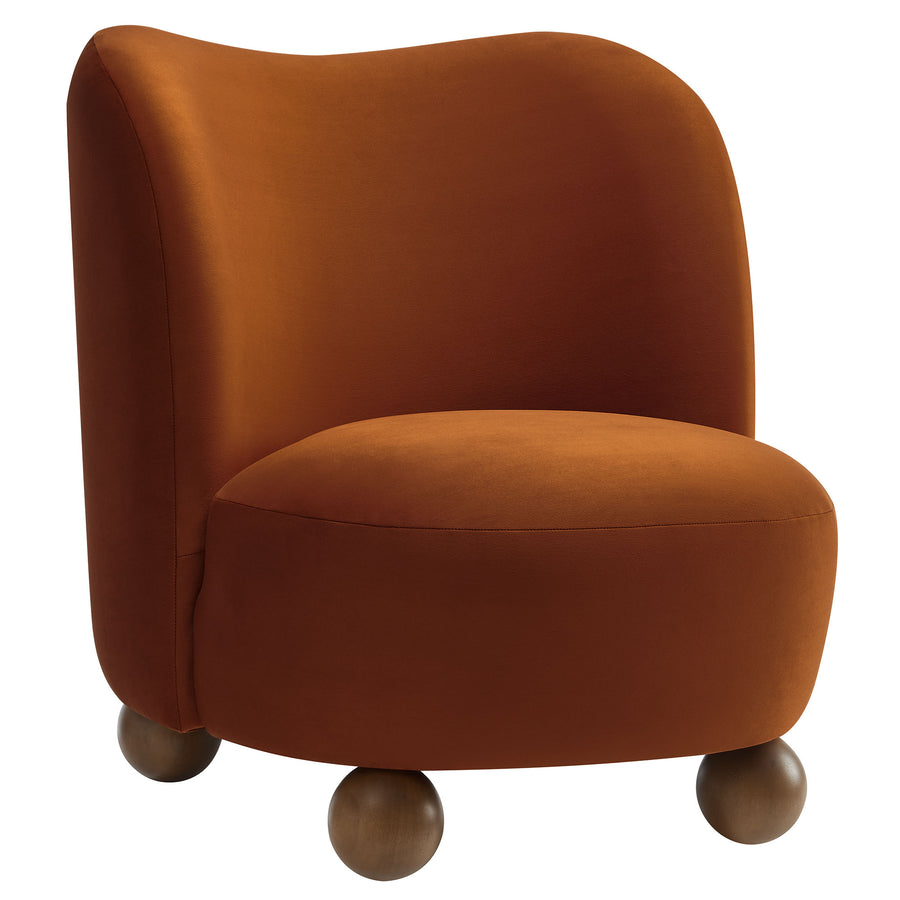 Quillan Performance Velvet Accent Chair in Rust Walnut