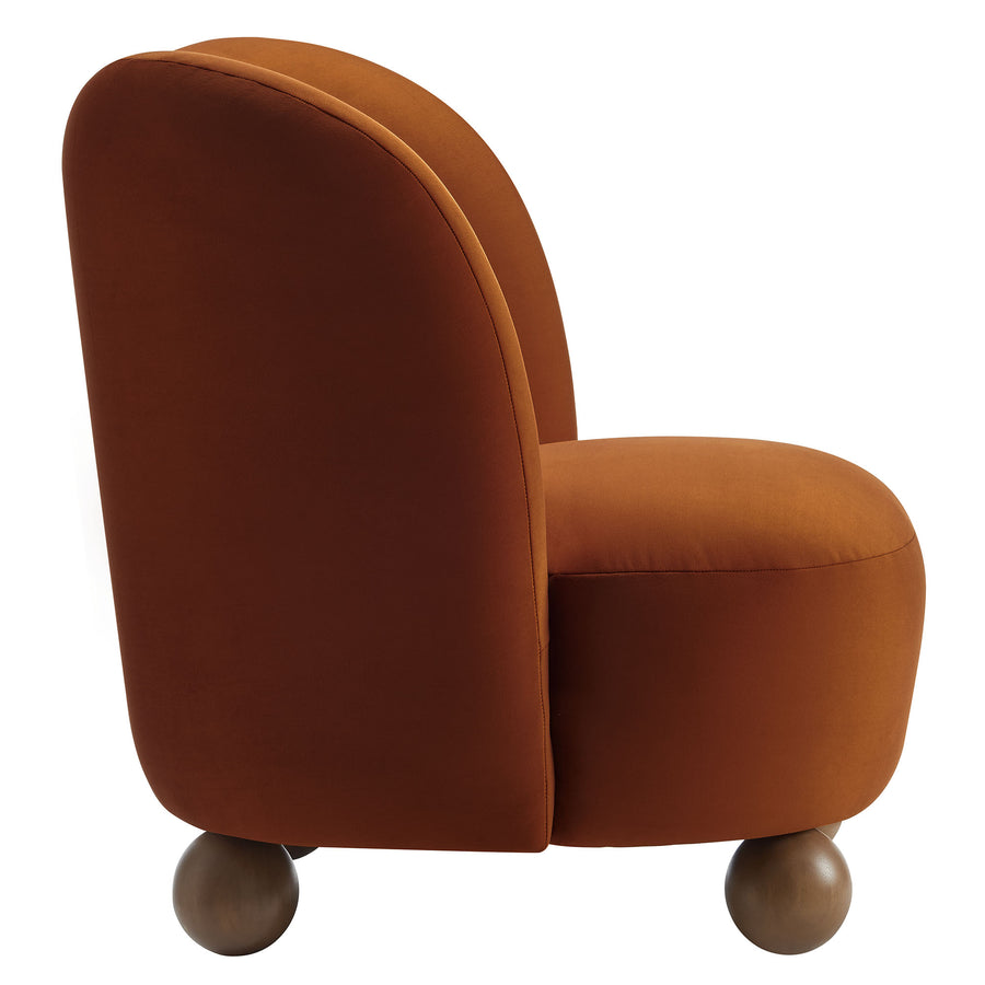 Quillan Performance Velvet Accent Chair in Rust Walnut
