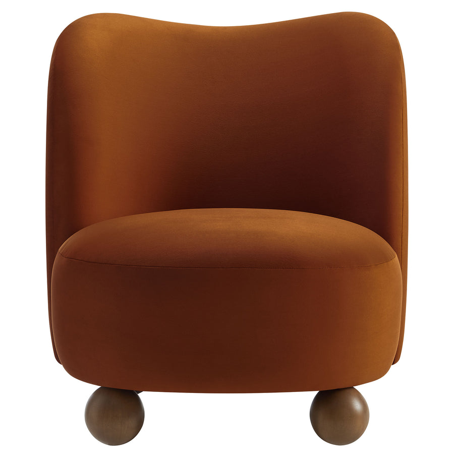 Quillan Performance Velvet Accent Chair in Rust Walnut