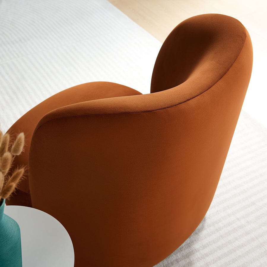 Quillan Performance Velvet Accent Chair in Rust Walnut