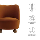 Quillan Performance Velvet Accent Chair in Rust Walnut