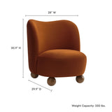 Quillan Performance Velvet Accent Chair in Rust Walnut