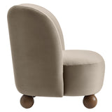 Quillan Performance Velvet Accent Chair in Taupe Walnut