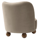Quillan Performance Velvet Accent Chair in Taupe Walnut