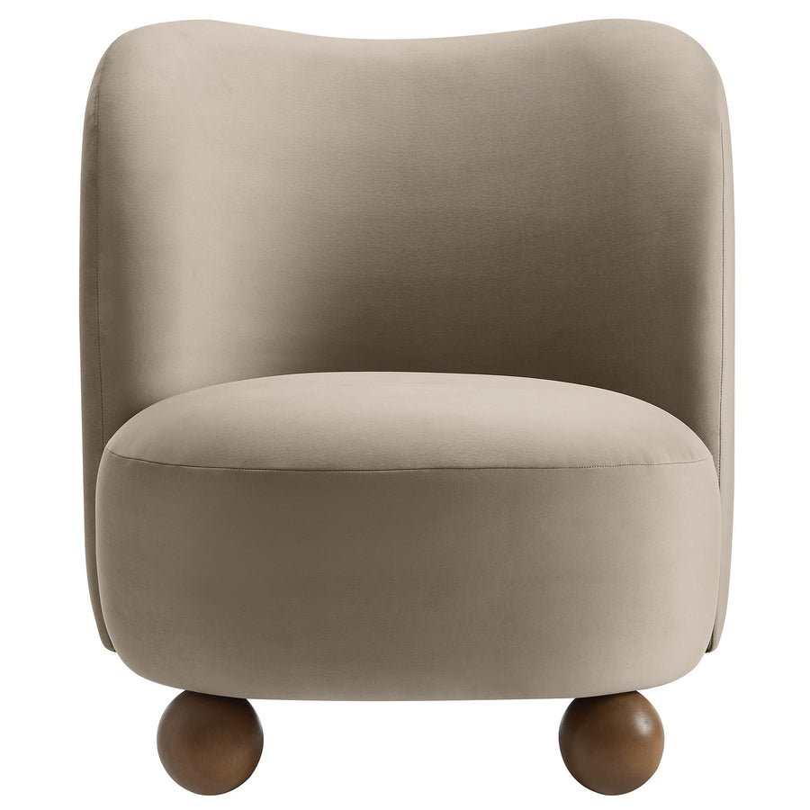 Quillan Performance Velvet Accent Chair in Taupe Walnut