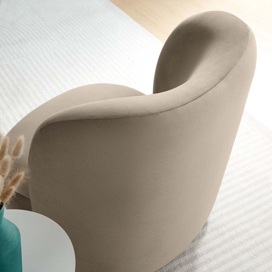 Quillan Performance Velvet Accent Chair in Taupe Walnut