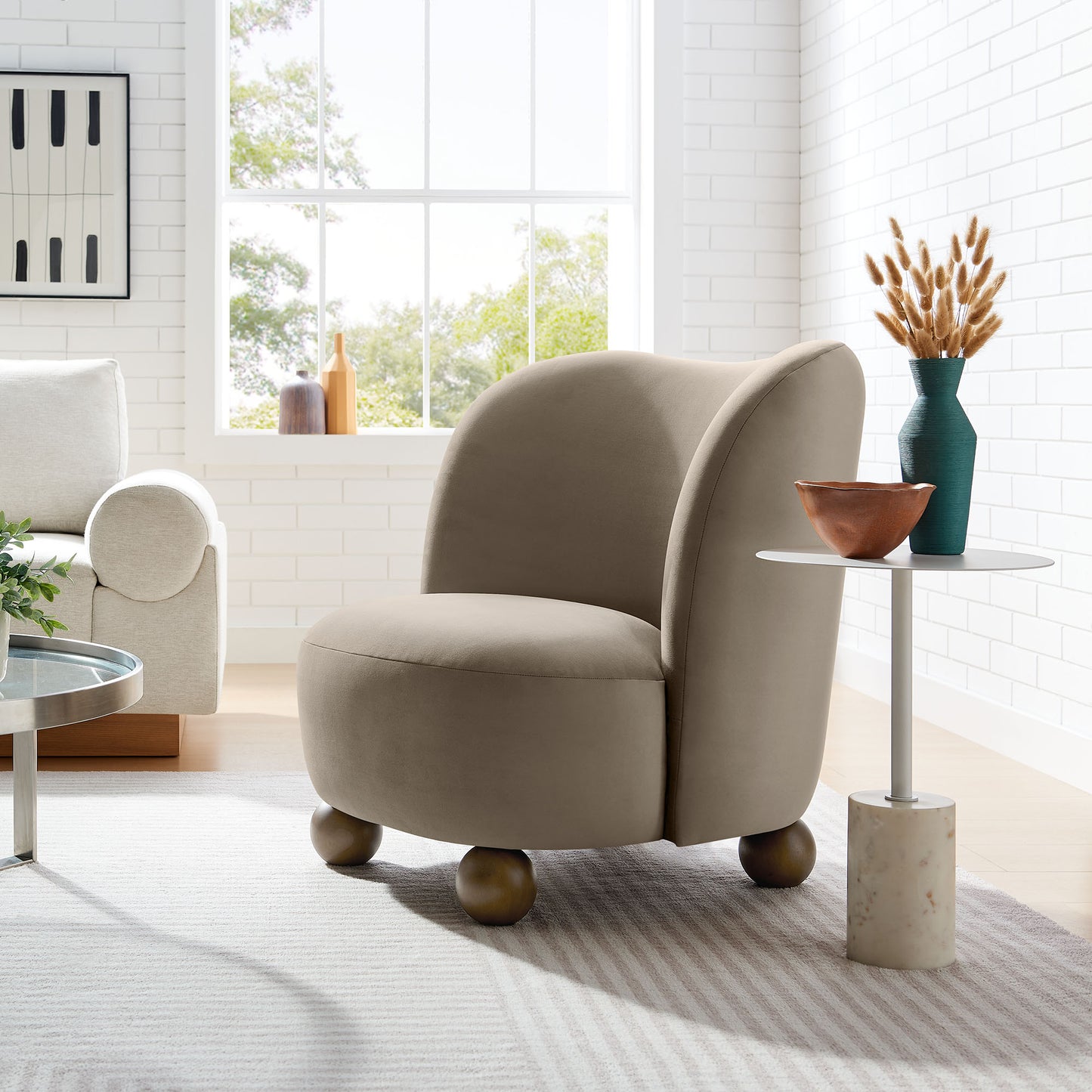 Monroe Performance Velvet Accent Chair by Furniture For America