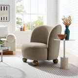 Quillan Performance Velvet Accent Chair in Taupe Walnut