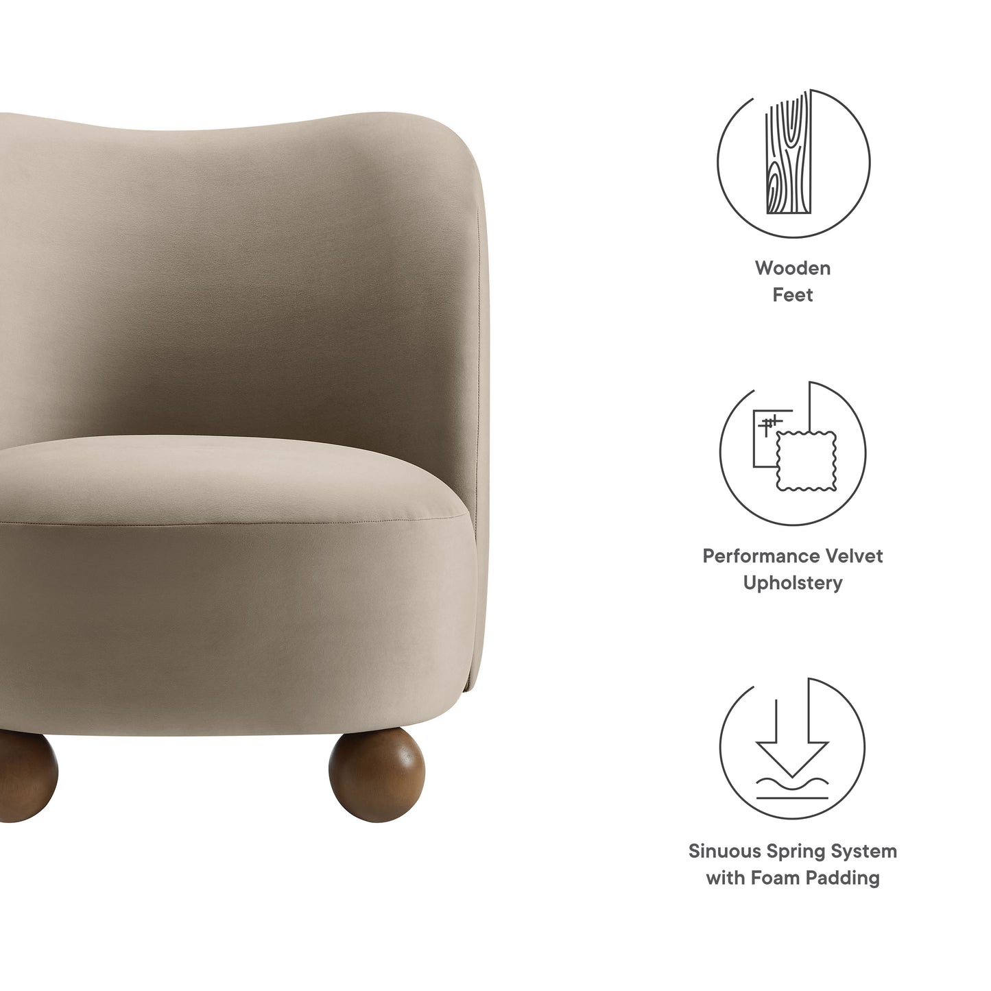 Monroe Performance Velvet Accent Chair by Furniture For America