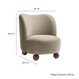 Quillan Performance Velvet Accent Chair in Taupe Walnut