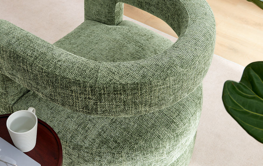 Woodruff Upholstered Chenille Accent Chair in Basil