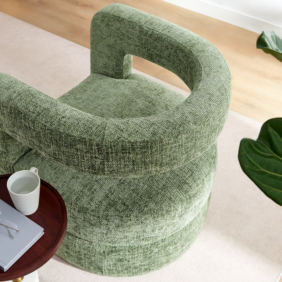 Woodruff Upholstered Chenille Accent Chair in Basil