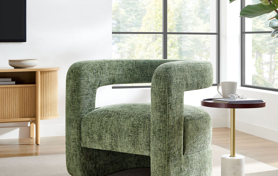 Woodruff Upholstered Chenille Accent Chair in Basil