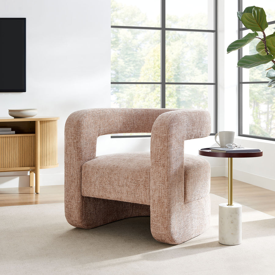 Woodruff Upholstered Chenille Accent Chair in Blush