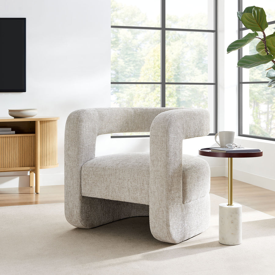 Woodruff Upholstered Chenille Accent Chair in Dove Gray