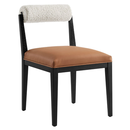 Kai Boucle and Vegan Leather Dining Chair by Furniture For America