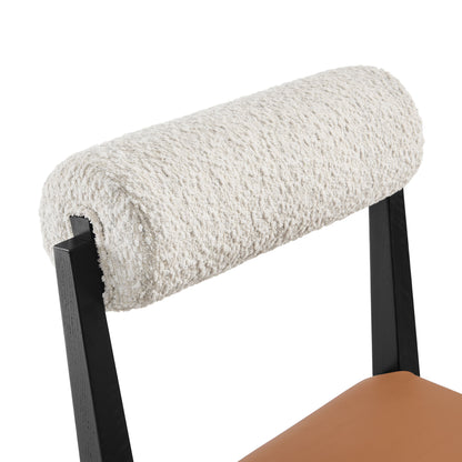 Kai Boucle and Vegan Leather Dining Chair by Furniture For America