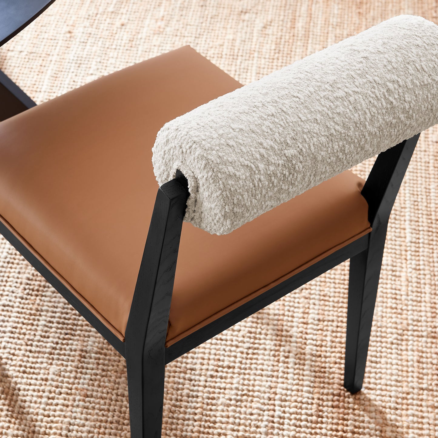 Kai Boucle and Vegan Leather Dining Chair by Furniture For America
