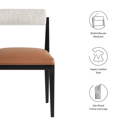 Kai Boucle and Vegan Leather Dining Chair by Furniture For America