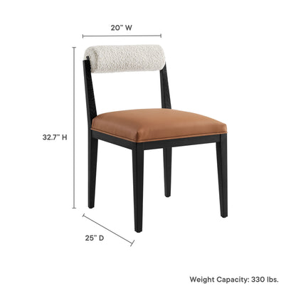Kai Boucle and Vegan Leather Dining Chair by Furniture For America