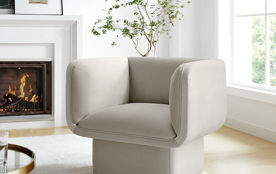 Roskilde Performance Velvet Accent Chair in Almond
