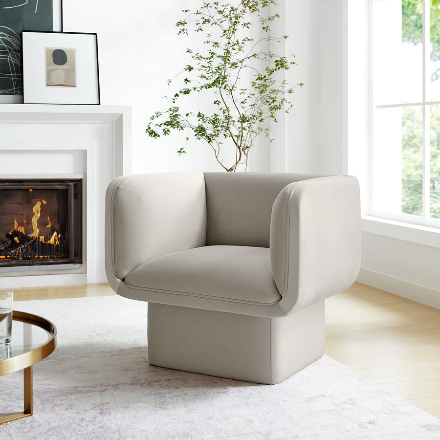 Roskilde Performance Velvet Accent Chair in Almond