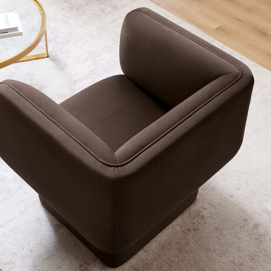 Roskilde Performance Velvet Accent Chair in Chocolate Brown