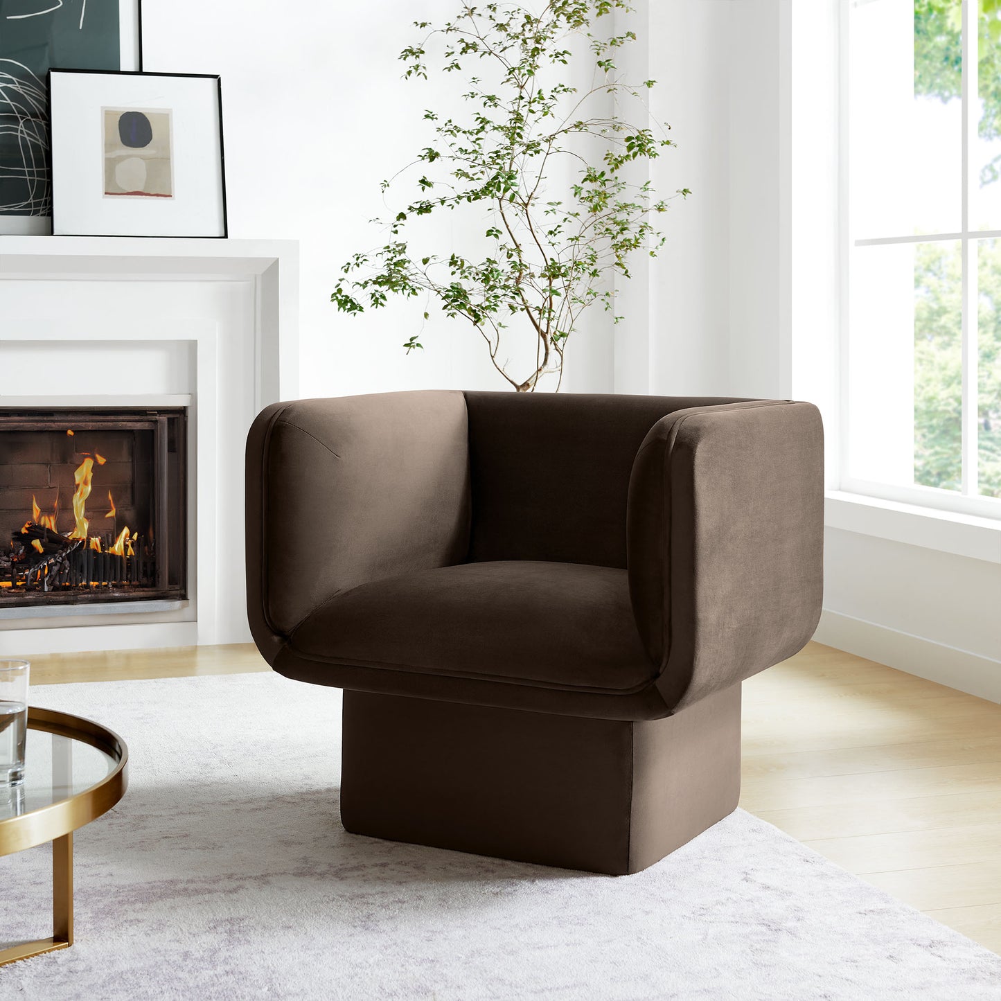 Tate Performance Velvet Accent Chair by Furniture For America